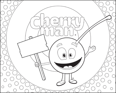 CherryMan with sign coloring page