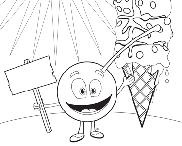 CherryMan with ice cream cone sundae coloring page
